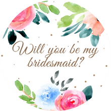 Load image into Gallery viewer, Will You Be My Bridesmaid Pink and Blue Florals Lollipop
