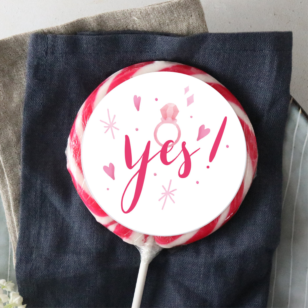 Yes Pink Engagement Lollipop